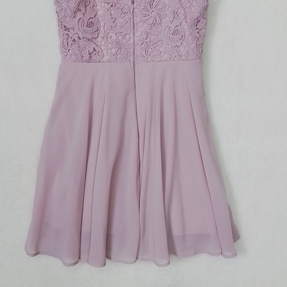Lulus Mini Dress Pink Sz M Lace Sleeveless Straps Chiffon‎ Prom Special Occasion - Picture 11 of 16